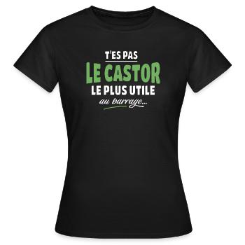 Tes pas le castor le plus utile - T-shirt Femme - noir - Devant - AI Model Female 172 dark (172cm)