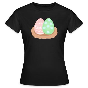 Pastell-Osterei-Duo im Nest - Frauen T-Shirt - Schwarz - Vorne - AI Model Female 172 dark (172cm)