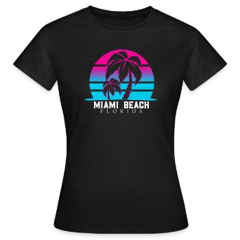 Miami Beach Palmen Neon - Frauen T-Shirt - Schwarz - Vorne - AI Model Female 172 dark (172cm)