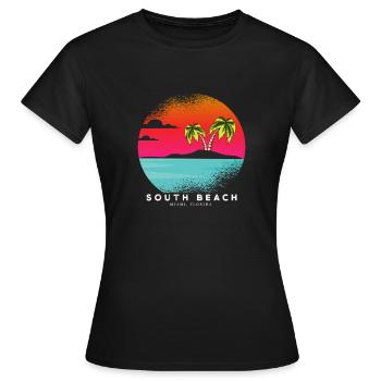 South Beach Sunset Miami - T-shirt Femme - noir - Devant - AI Model Female 172 dark (172cm)