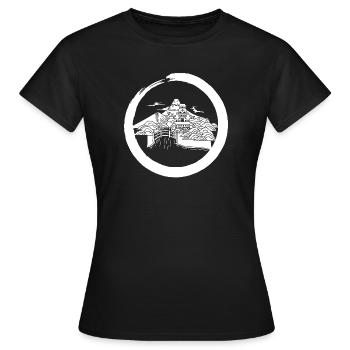 White Japanese Landscape - Women's T-Shirt - black - Front - AI Model Female 172 dark (172cm)