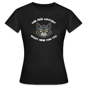 Wer Frueh Aufsteht Hasst Mehr Vom Tag - Frauen T-Shirt - Schwarz - Vorne - AI Model Female 172 dark (172cm)