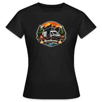 Roadhome: Vanlife at the mountain lake - Women's T-Shirt - black - Front - AI Model Female 172 dark (172cm)