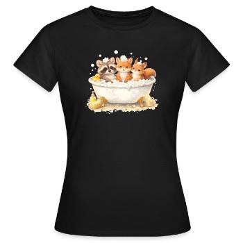Illustration de la baignée d’animaux de la forêt mignons - T-shirt Femme - noir - Devant - AI Model Female 172 dark (172cm)