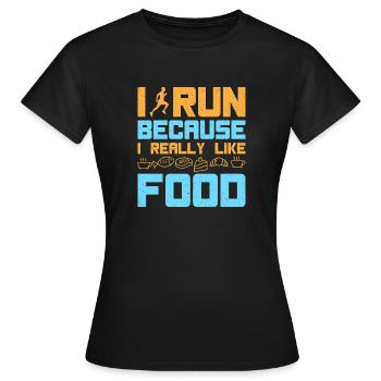 Courir Je cours J’aime la nourriture Marathon - T-shirt Femme - noir - Devant - AI Model Female 172 dark (172cm)