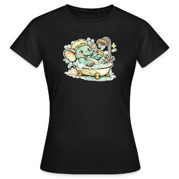 Kleiner Elefant im Bad Duschspaß - Frauen T-Shirt - Schwarz - Vorne - AI Model Female 172 dark (172cm)