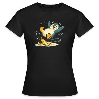 Penguin Jumping Banana - Women's T-Shirt - black - Front - AI Model Female 172 dark (172cm)