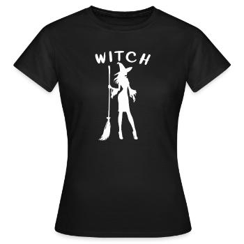 Hexe mit Besen Silhouette Witch - Frauen T-Shirt - Schwarz - Vorne - AI Model Female 172 dark (172cm)