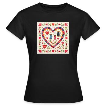Patchwork Heart with Yarns - Women's T-Shirt - black - Front - AI Model Female 172 dark (172cm)