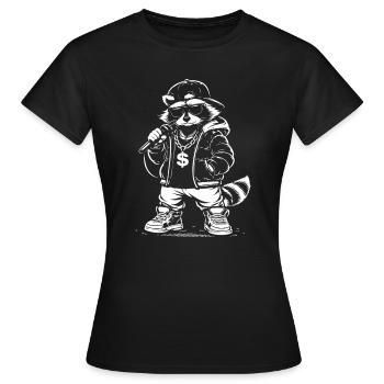 Rappender Waschbär mit Bling - Frauen T-Shirt - Schwarz - Vorne - AI Model Female 172 dark (172cm)