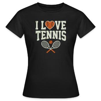 Chemise de tennis, sweat à capuche I Love Tennis, short - T-shirt Femme - noir - Devant - AI Model Female 172 dark (172cm)