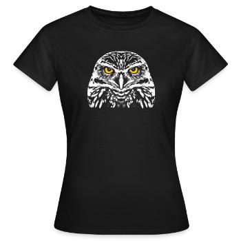 Kauz mit leuchtenden Augen - Frauen T-Shirt - Schwarz - Vorne - AI Model Female 172 dark (172cm)