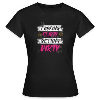 Looking flirty Schlammlauf Mud Run Muddy Race - Frauen T-Shirt - Schwarz - Vorne - AI Model Female 172 dark (172cm)