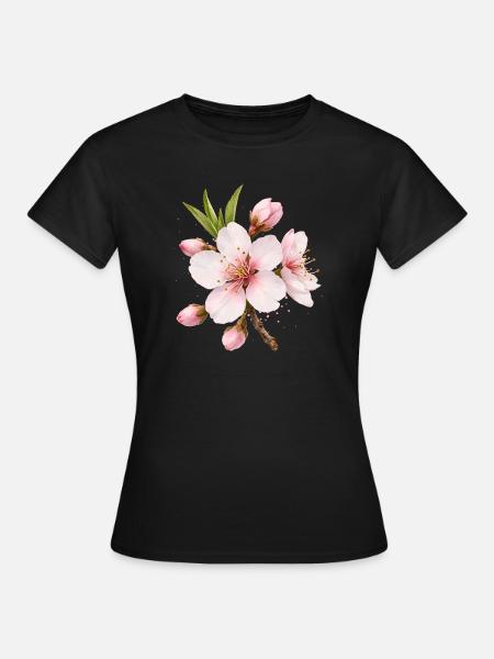 Mandelblüte Rosa Frühlingsblume - Frauen T-Shirt - Schwarz