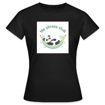 Stressfreier Club Panda in Hängematte - Frauen T-Shirt - Schwarz - Vorne - AI Model Female 172 dark (172cm)