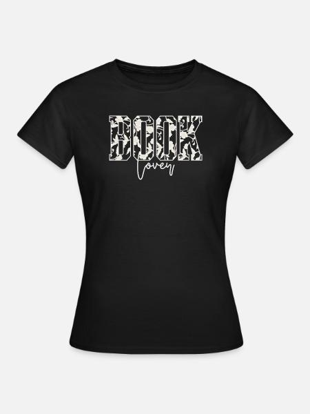 Blumen-Typografie BOOK Lover - Frauen T-Shirt - Schwarz