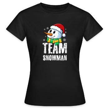 Petit bonhomme de neige mignon avec un chapeau et une écharpe de Père Noël - T-shirt Femme - noir - Devant - AI Model Female 172 dark (172cm)