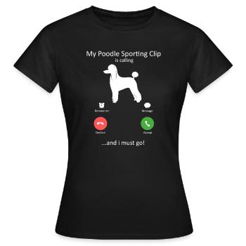 Appel entrant de caniche Art d’interface téléphonique amusante - T-shirt Femme - noir - Devant - AI Model Female 172 dark (172cm)