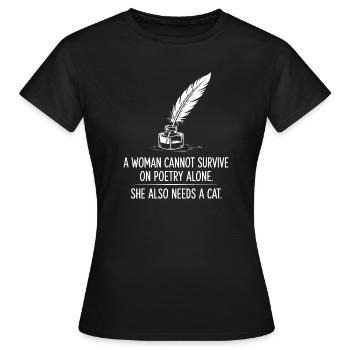Poesie und Katzen - Frauen T-Shirt - Schwarz - Vorne - AI Model Female 172 dark (172cm)