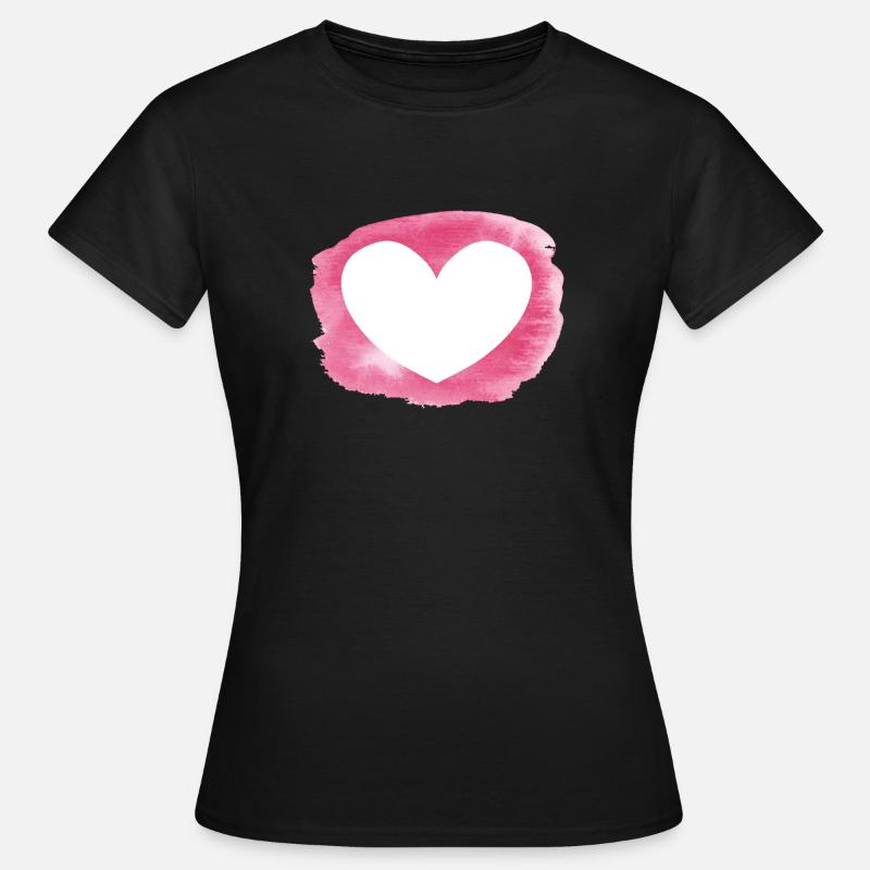 Hjerte - personaliserbart - T-shirt dam - svart