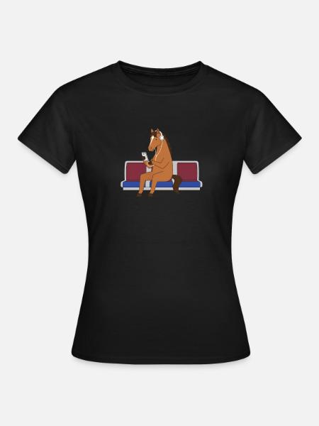 Pferd mit Kopfhörern in U-Bahn - Frauen T-Shirt - Schwarz
