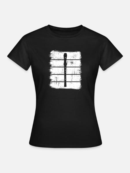 Flöte Zeichnung - Frauen T-Shirt - Schwarz