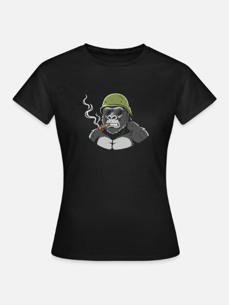 Gorilla Commando mit Zigarre - Frauen T-Shirt - Schwarz