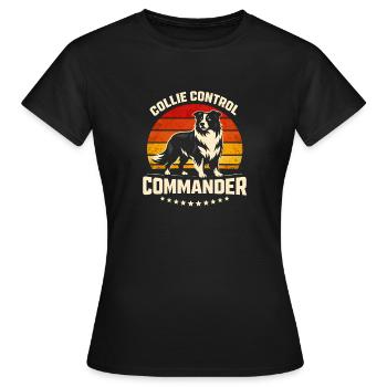 Collie Commando | Border Collie Retro - Women's T-Shirt - black - Front - AI Model Female 172 dark (172cm)