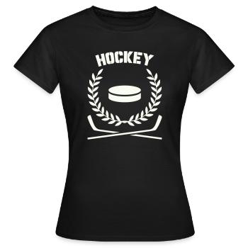 Hockey Emblem mit Scheibe und Lorbeer - Frauen T-Shirt - Schwarz - Vorne - AI Model Female 172 dark (172cm)