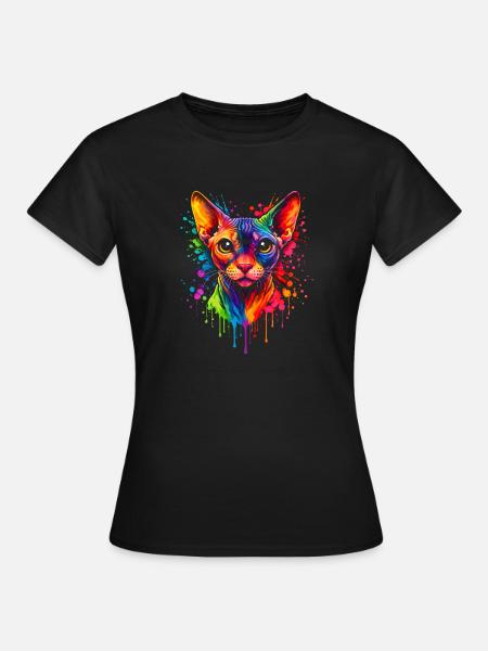 Sphynx Neon | Katzenkunst Pop Art - Frauen T-Shirt - Schwarz
