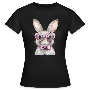 Verspielter Hase mit herzförmiger Sonnenbrille - Frauen T-Shirt - Schwarz - Vorne - AI Model Female 172 dark (172cm)