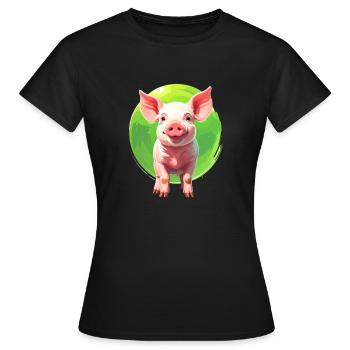 Ein Schweinchen - Frauen T-Shirt - Schwarz - Vorne - AI Model Female 172 dark (172cm)