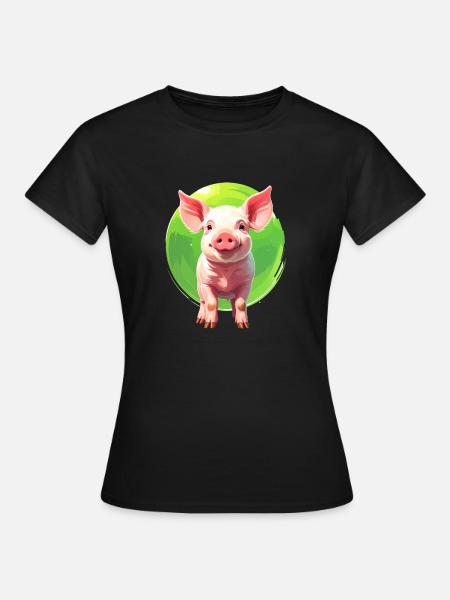 Ein Schweinchen - Frauen T-Shirt - Schwarz