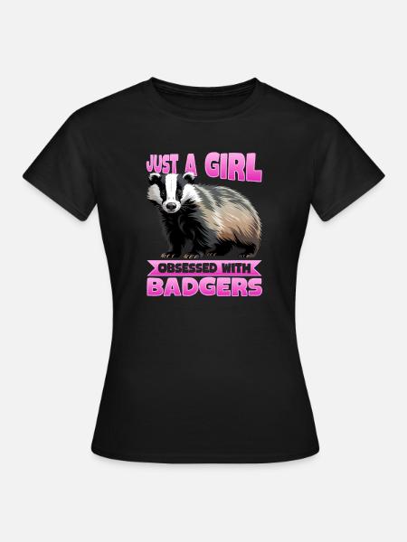 Funny Animal Badger - Frauen T-Shirt - Schwarz