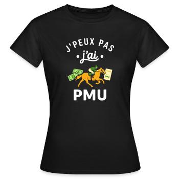 J’ai pas PMU – Cheval et billets - T-shirt Femme - noir - Devant - AI Model Female 172 dark (172cm)