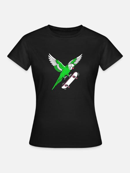 Grüner Skateparrot Cartoon - Frauen T-Shirt - Schwarz
