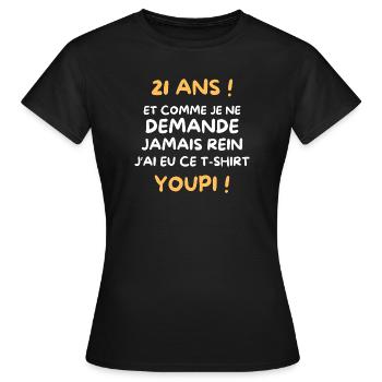 Funny Draw Boy Teen 21 Years Funny Birthday 21 - Women's T-Shirt - black - Front - AI Model Female 172 dark (172cm)