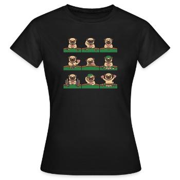 Lustiger Mops Poker Kartenspiel Hund - Frauen T-Shirt - Schwarz - Vorne - AI Model Female 172 dark (172cm)