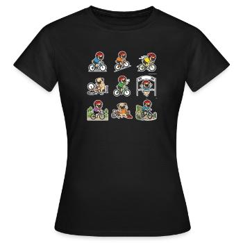 Lustiger Mops Fahrrad Radfahrer Hundeliebhaber - Frauen T-Shirt - Schwarz - Vorne - AI Model Female 172 dark (172cm)