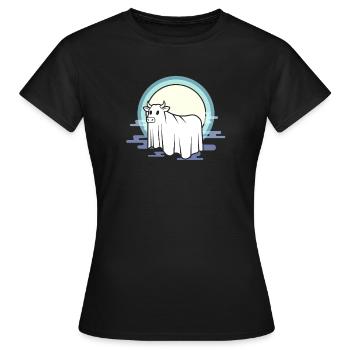 Vache lunaire à l’arc de brouillard - T-shirt Femme - noir - Devant - AI Model Female 172 dark (172cm)