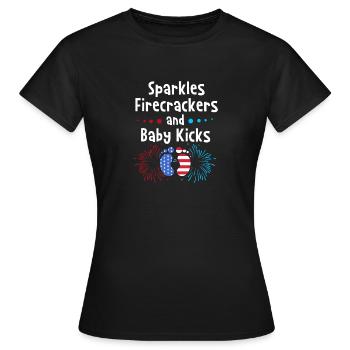 Baby shower juillet - T-shirt Femme - noir - Devant - AI Model Female 172 dark (172cm)