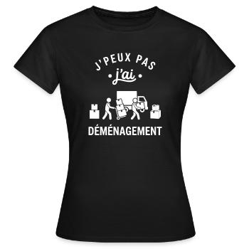 J'peux pas j'ai déménagement - T-shirt Femme - noir - Devant - AI Model Female 172 dark (172cm)