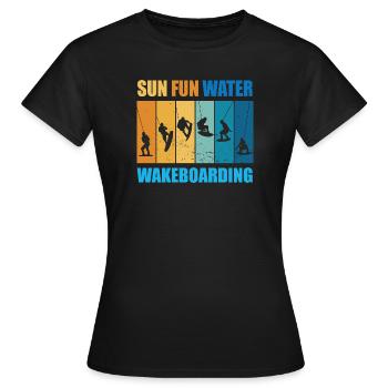 Soleil, Plaisir, Eau, Wakeboard - T-shirt Femme - noir - Devant - AI Model Female 172 dark (172cm)