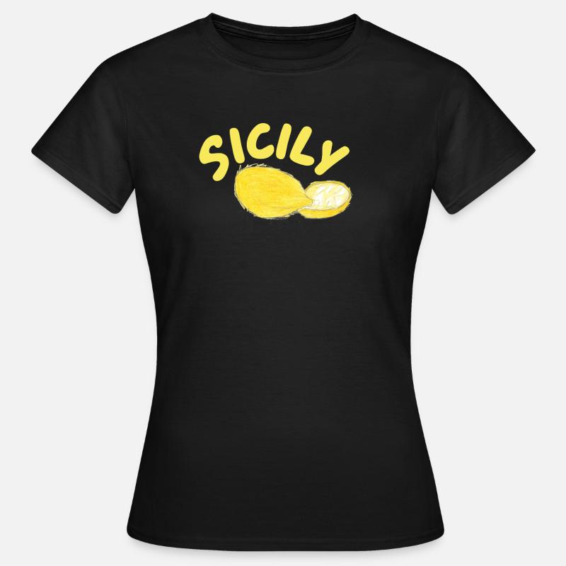 Sicily Lemons Illustration - Sicily - Women's T-Shirt - black