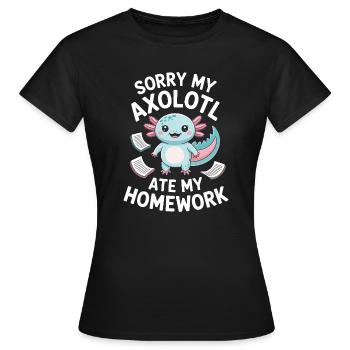 Axolotl Homework Heist - Women's T-Shirt - black - Front - AI Model Female 172 dark (172cm)