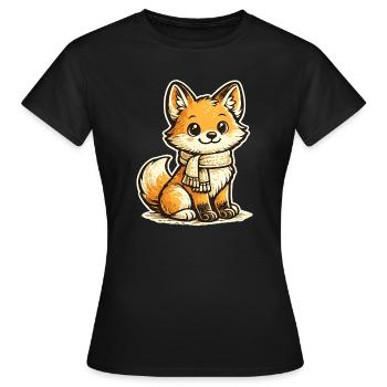 Warming fox with scarf - Women's T-Shirt - black - Front - AI Model Female 172 dark (172cm)