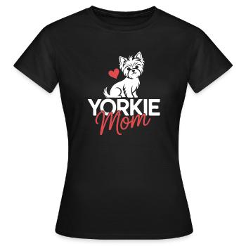Yorkie Mom Herzlogo Design - Frauen T-Shirt - Schwarz - Vorne - AI Model Female 172 dark (172cm)