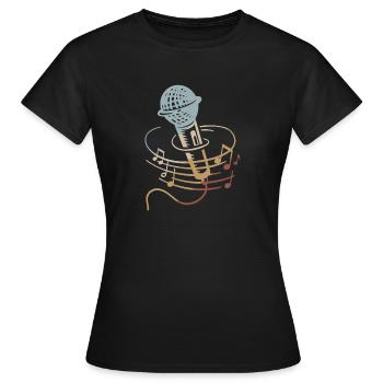 Sänger Mikrofon Karaoke Musiker Mikrophon Singen - Frauen T-Shirt - Schwarz - Vorne - AI Model Female 172 dark (172cm)