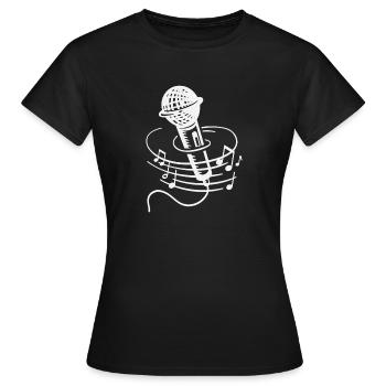 Sänger Mikrofon Karaoke Musiker Mikrophon Singen - Frauen T-Shirt - Schwarz - Vorne - AI Model Female 172 dark (172cm)