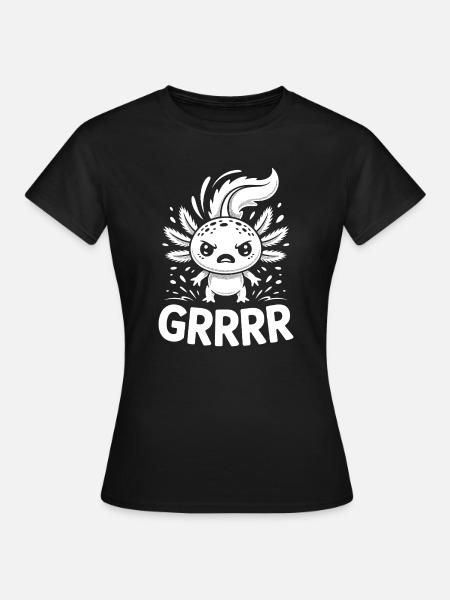 Grump Axolotl - Frauen T-Shirt - Schwarz